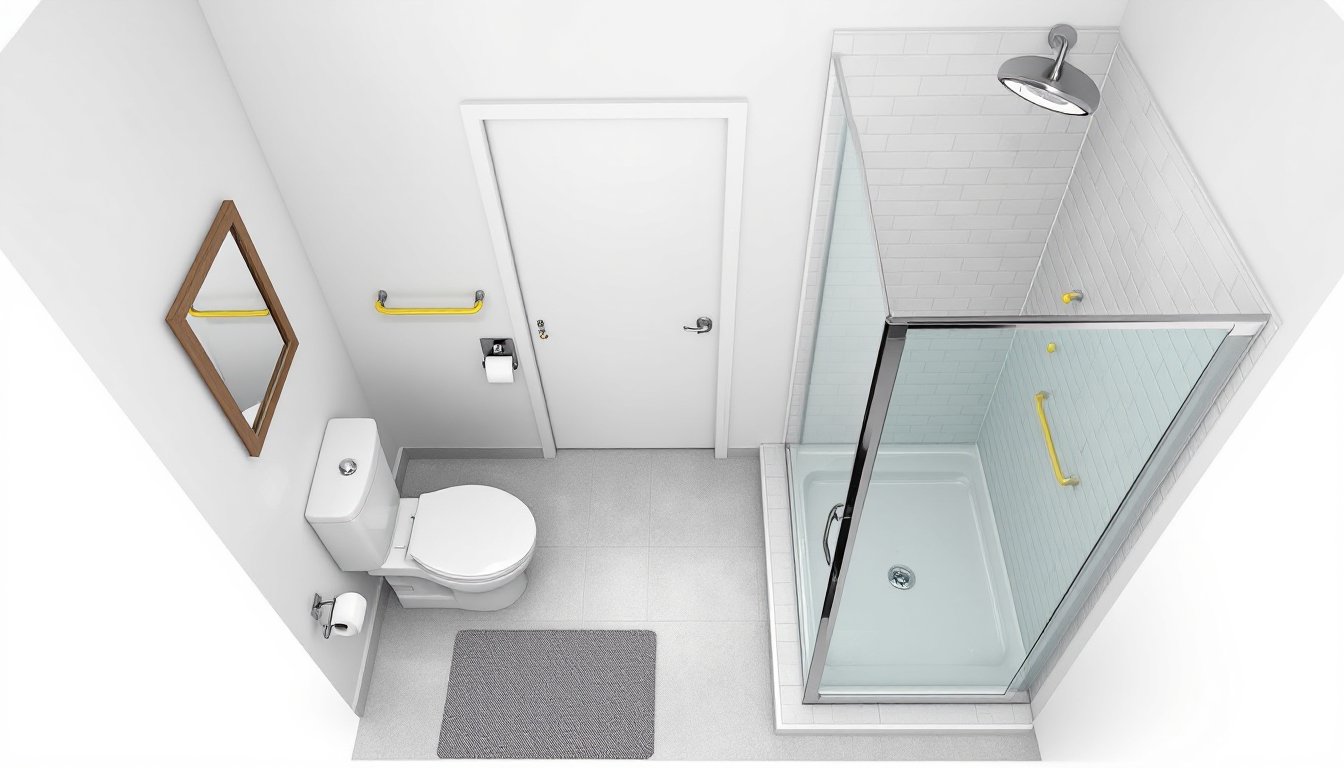 smallest ada bathroom layout with shower